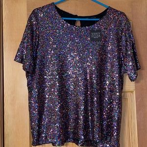 Multi colored sequined top